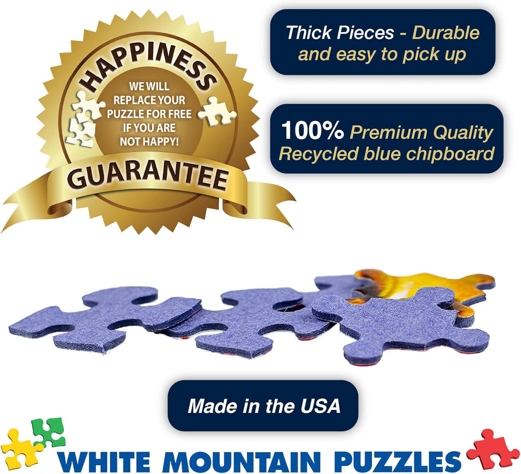 White Mountain 1000-Piece Jigsaw Puzzle - Winter Christmas Holiday Scene | Large 24"x30" Pieces
