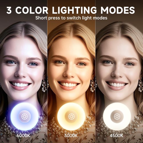 MINISO Vanity Mirror with Lights-12" x 14" Arched Makeup Mirror with 3 Color Lights, Adjustable Brightness,10X Magnification