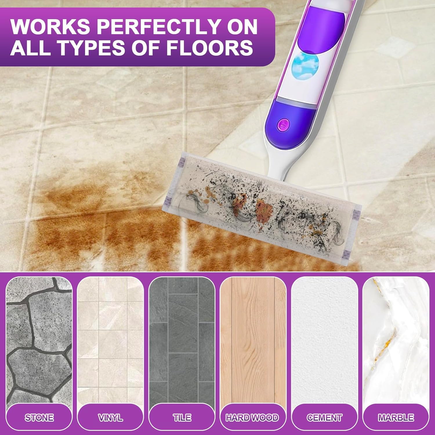 Skiennix 20 Count Disposable Mop Pad Refills - Super Absorbent Replacement Pads for Floor Cleaning