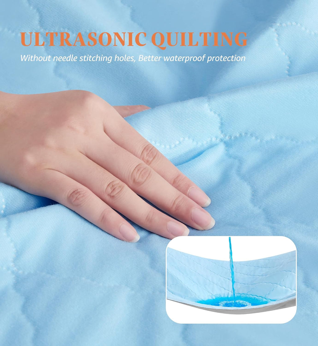 Washable Underpads - Heavy Absorbency Waterproof Reusable Incontinence Pads for Pets | Blue, 18 x 24 Inches, Pack of 4