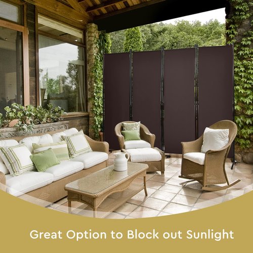 Giantex 4 Panel Room Divider - Folding Privacy Screen for Room Partition, 5.6 Ft Foldable Separator Wall, Brown
