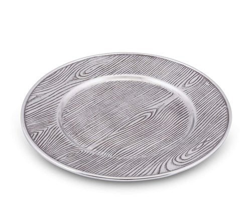Arthur Court Designs Aluminum Metal Wood Grain Pattern Charger Chargers for Dinner Plates Designed to Accent Meals, and Decorate Your Tables (Single Plate) 12 Inch Diameter