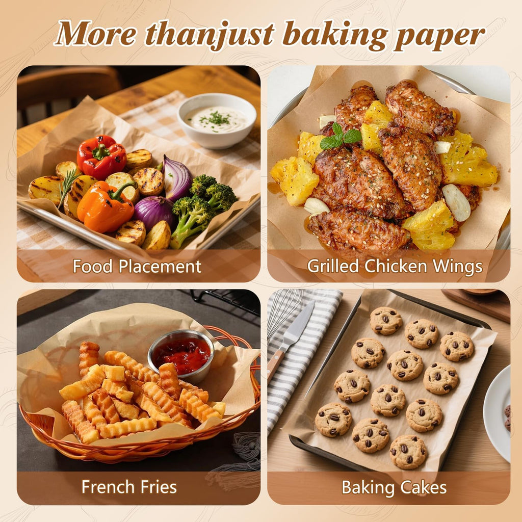 Regine Switzerland Parchment Paper Sheets - 300 Pcs Unbleached Non-Stick 12x17 Inches for Baking & Air Frying
