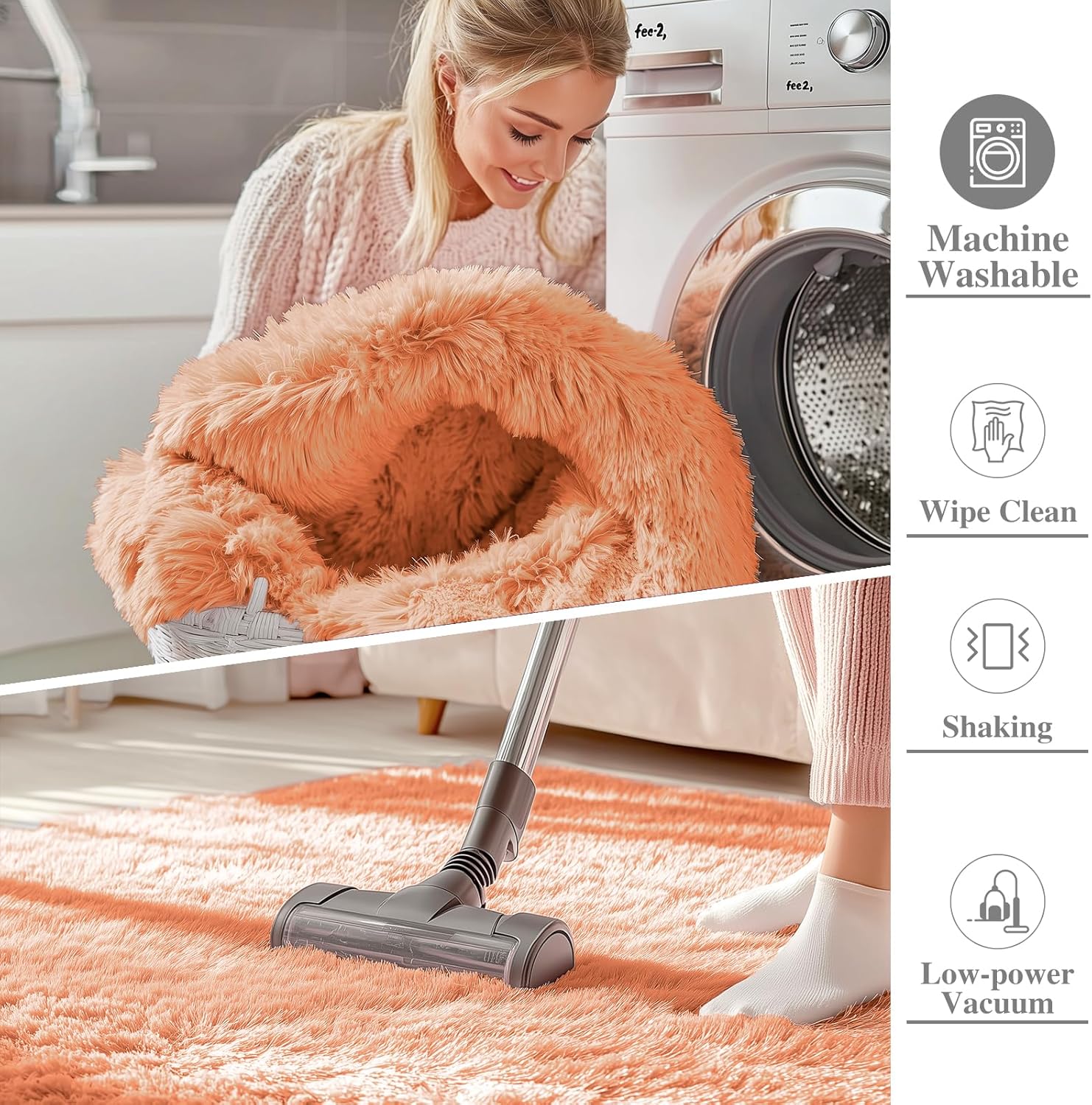 OLANLY Machine Washable 2x4 Runner Rug - Soft Fluffy Shaggy Design for Bedroom & Hallway | Muted Orange