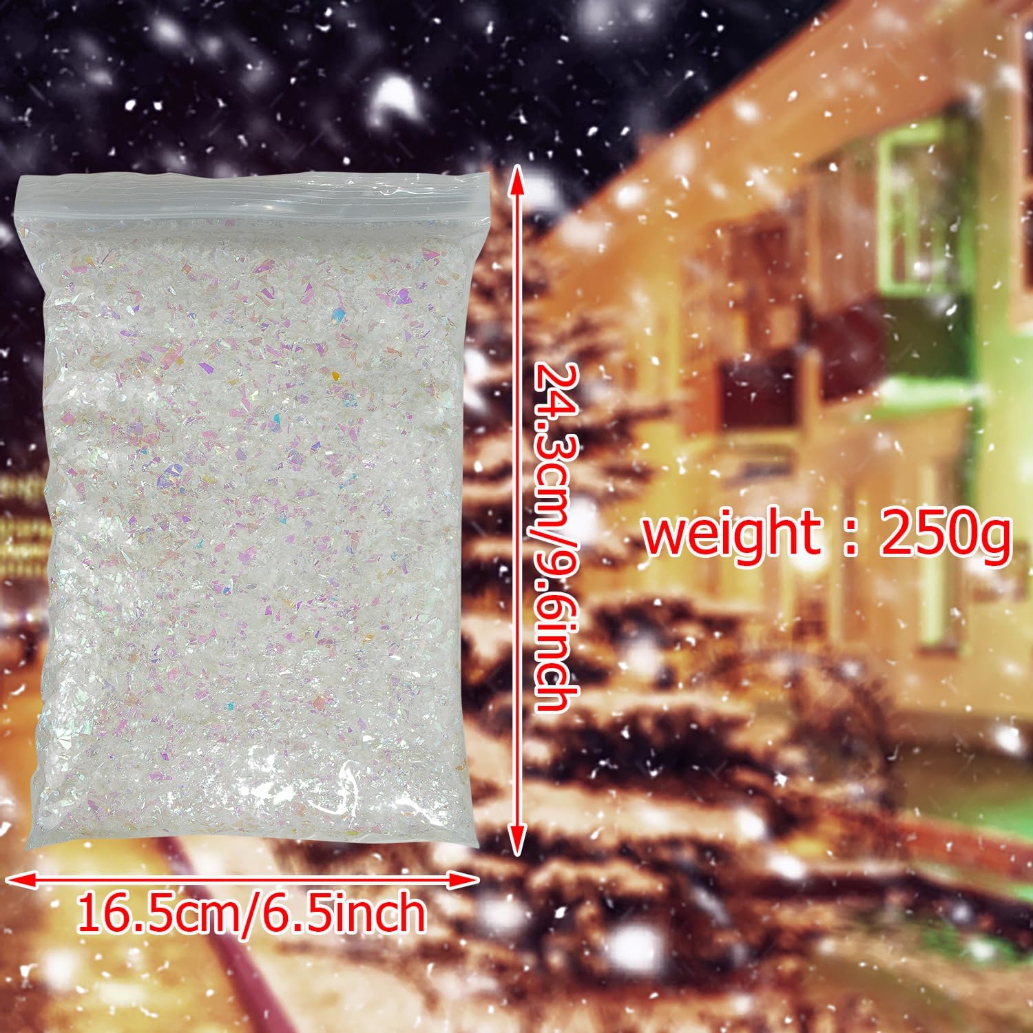 Skiennix Christmas Fake Snow Powder - 8.8 oz Sparkling Snow for Holiday Crafts & Decorations