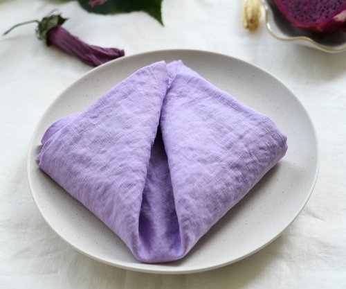 Linkslove Home Linen Napkins Set of 6 – Purple Cloth Napkins for Party, 100% Natural Linen, Lavender Linen Napkins 20x20 Inch, Great Gift, Machine Washable, Soft Durable Luxury