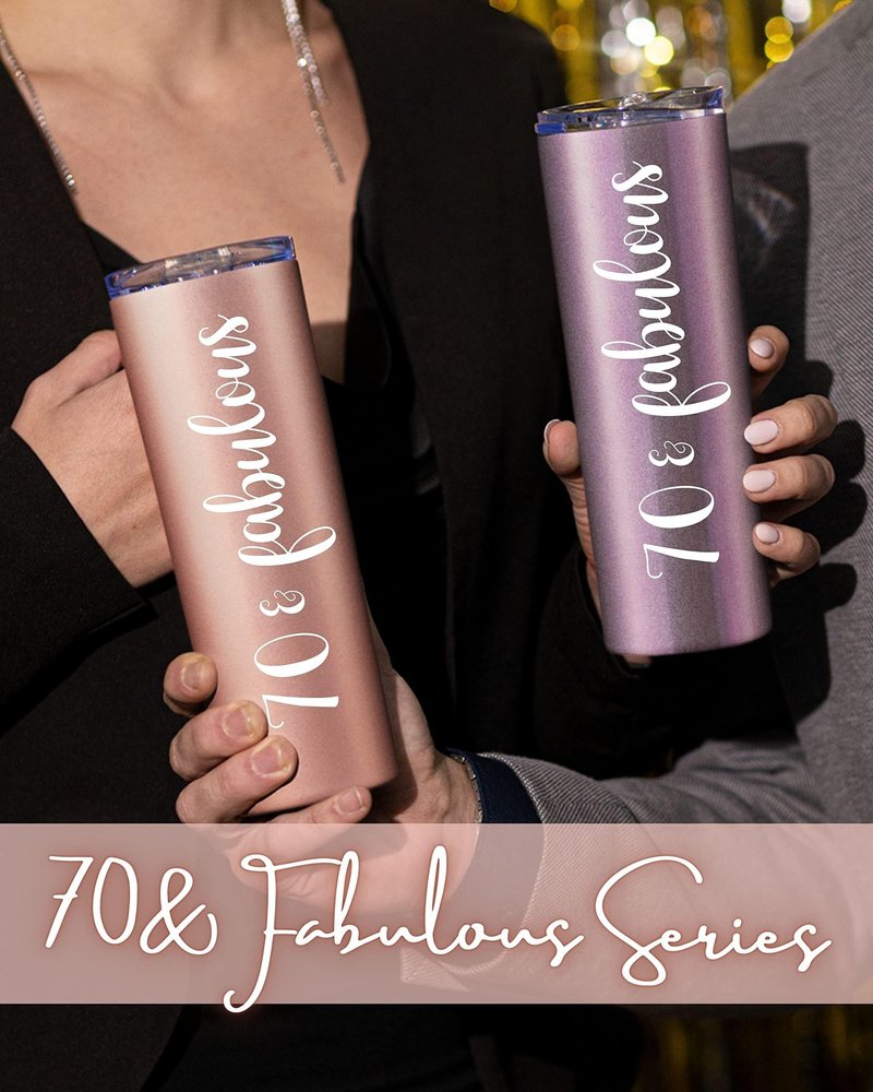 Onebttl 70th Birthday Gifts for Women, 70 & Fabulous, 70th Birthday Gift Idea for Women, Coworker, Friends, Mom, 70th Bday Gifts, Stainless Steel Tumbler 20oz - Rose Gold