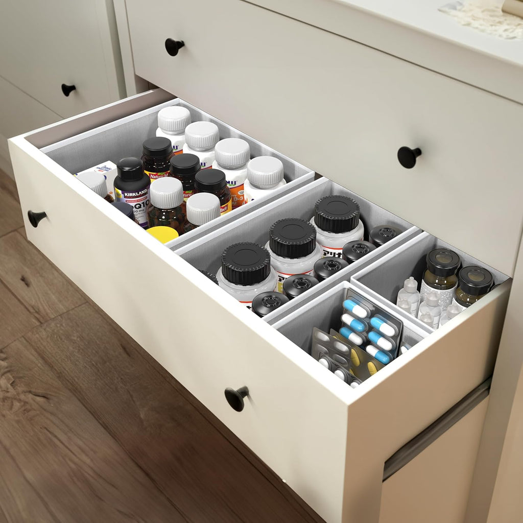 Simple Houseware Underwear Drawer Organizer - Set of 6 for Lingerie, Bras, and Socks | Gray