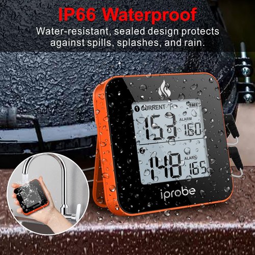 iProbe 600 ft Range Digital Wireless Meat Thermometer with 2 Probes - Bluetooth & Rechargeable for Grilling Smoker Turkey, Fish, Beef