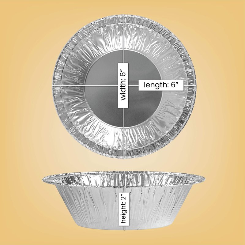 PLASTICPRO 6'' Inch Round Tin Foil Cake Pans Disposable Aluminum, Freezer & Oven Safe - For Baking, Cooking, Storage, Roasting, & Reheating, Pack of 50