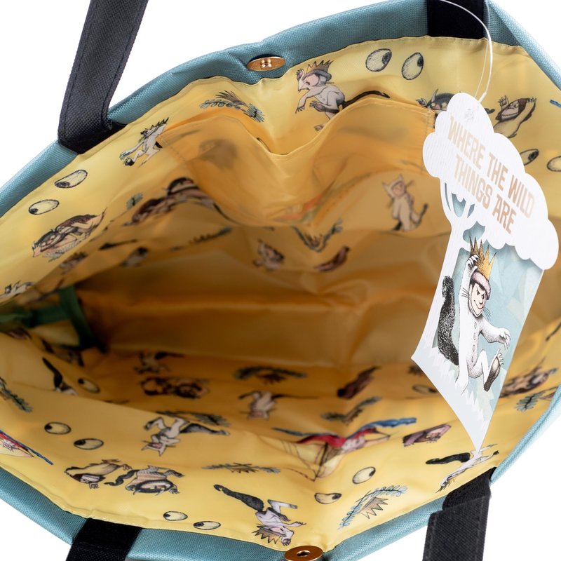 CON*QUEST Conquest Journals Where the Wild Things Are Tote Bag, Durable Woven Polyester, Secure Snap Closure, Inside Pocket, Patterned Inner Lining, 18'' x 14'' x 4'', Officially Licensed