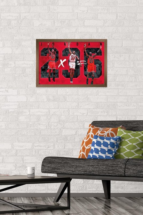 Trends International Michael Jordan - Six Wall Poster, 14.725" x 22.375", Bronze Framed Version