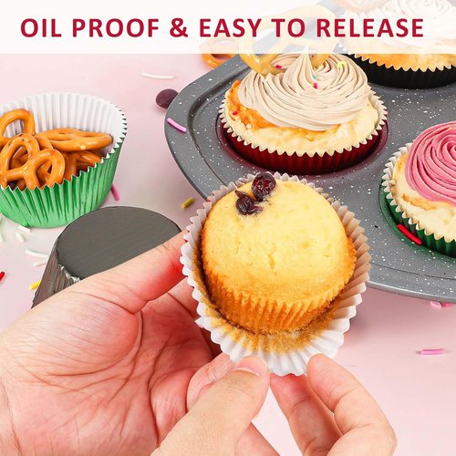 Caperci Baking Cups - Premium Red Foil Cupcake & Muffin Liners | 150-Pack, Greaseproof & Sturdy