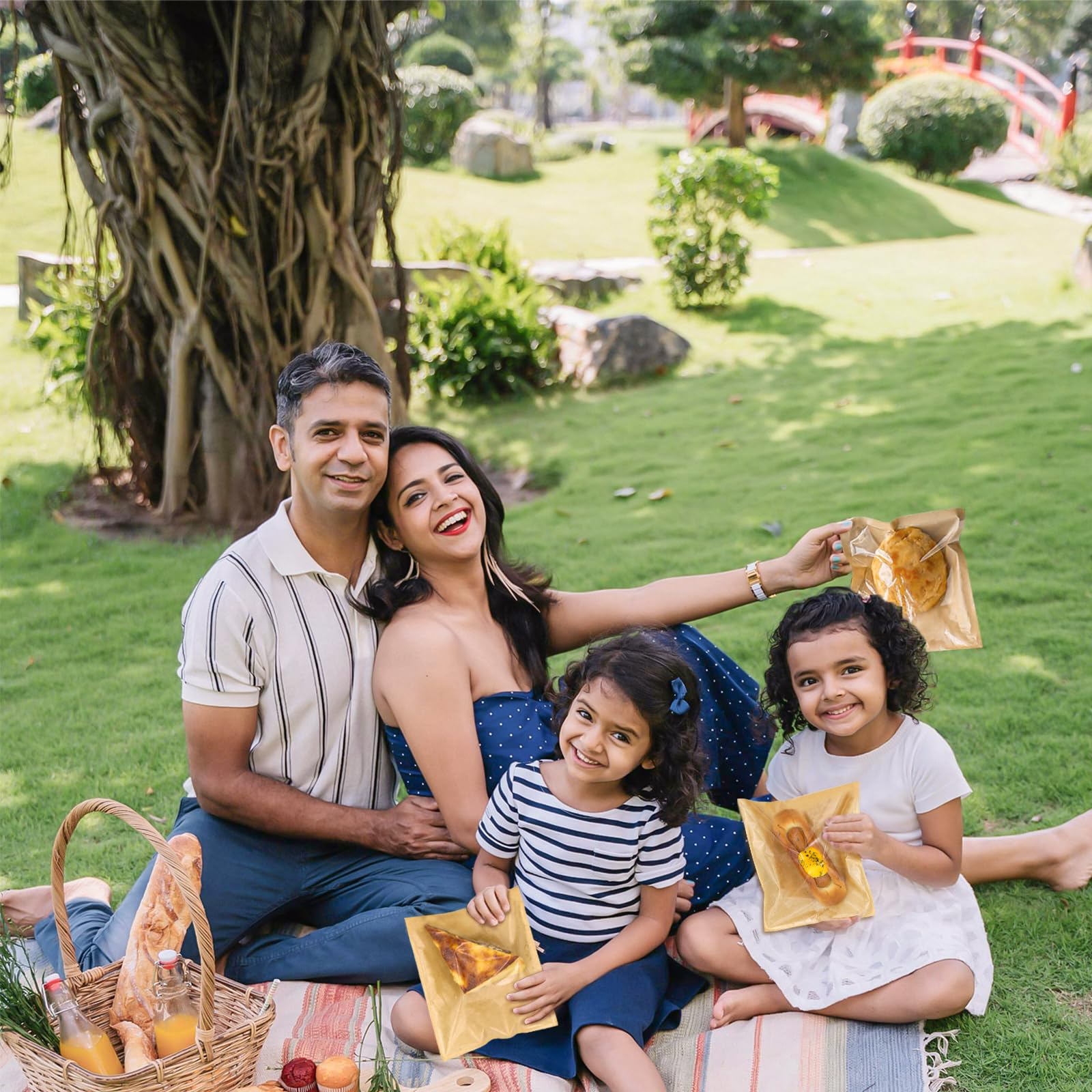 Self Sealing Sandwich Bags with Seal, 7 × 9.2 Inch 200PCS Paper Bakery Bags with Window, Grease Resistant To Go Sleeves for Packaging Donut, Snack, Scone, Brownie, Small Pastries and other Treats