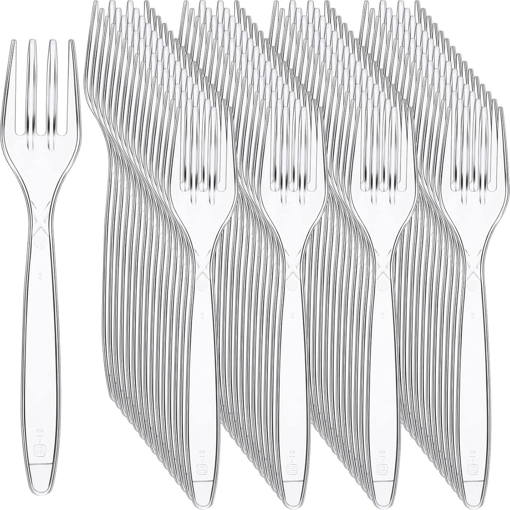 Potchen Heavy Duty Clear Disposable Plastic Forks - 1000 Pcs Bulk Cutlery for Parties & Picnics | 5.8 Inches
