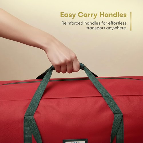 HOLIDAY SPIRIT Christmas Tree Storage Bag - Heavy Duty Waterproof 600D Oxford Canvas for 9 Ft Trees, Red