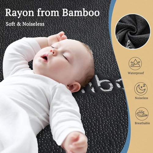 BEDLORE Waterproof Crib Mattress Protector - Ultra Soft Bamboo Viscose Cover | 2 Pack, Noiseless, Dark Gray, 52''x28''