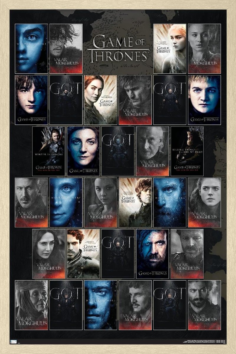 Game of Thrones - Grid Wall Poster, 22.4L" x 14.7W", Blonde Framed Version