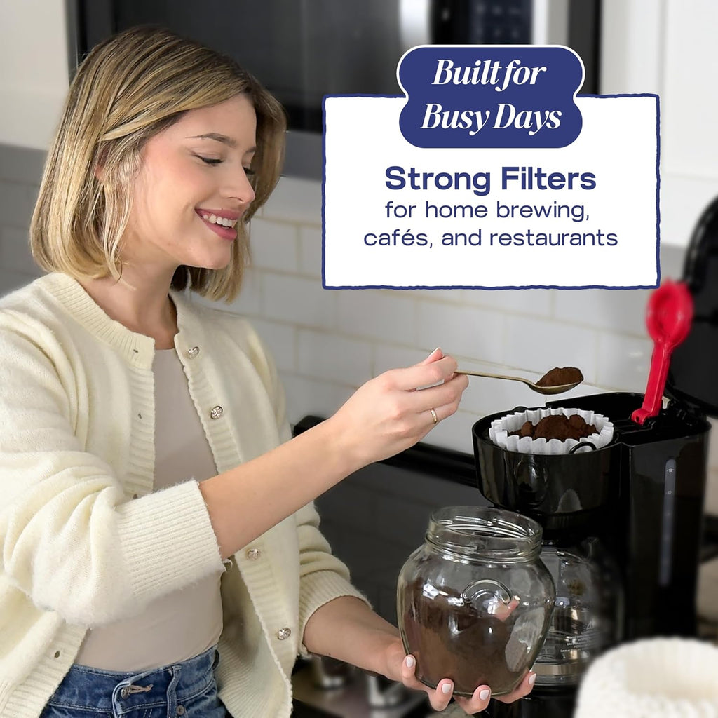 Pine & Pebble® 12-Cup Coffee Filters - 500 Count Tall-Walled Basket Style | No Grounds, No Mess | Fits BUNN & Standard Makers