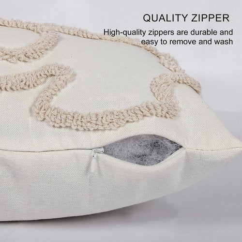 RinRinfam Coquette Bow Tufted Throw Pillow Cover 12x 20, Boho Neutral Linen Pillow Cushion Cases,Farmhouse Modern Decorative Pillows for Bed, Outdoor Couch Bedroom Car Cream