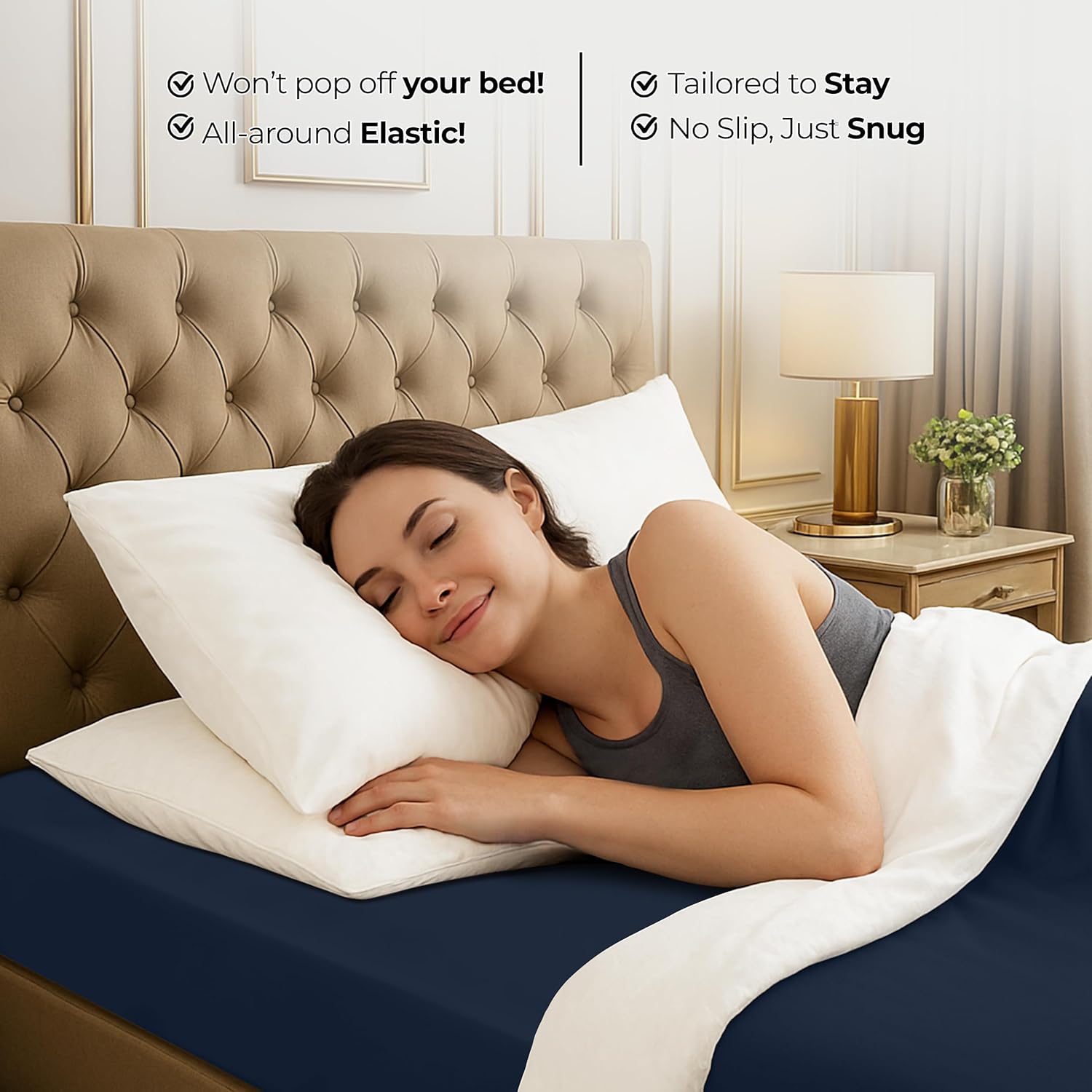 Utopia Bedding King Fitted Sheet - Soft Microfiber - Deep Pocket - Navy - Easy Care & Fade Resistant