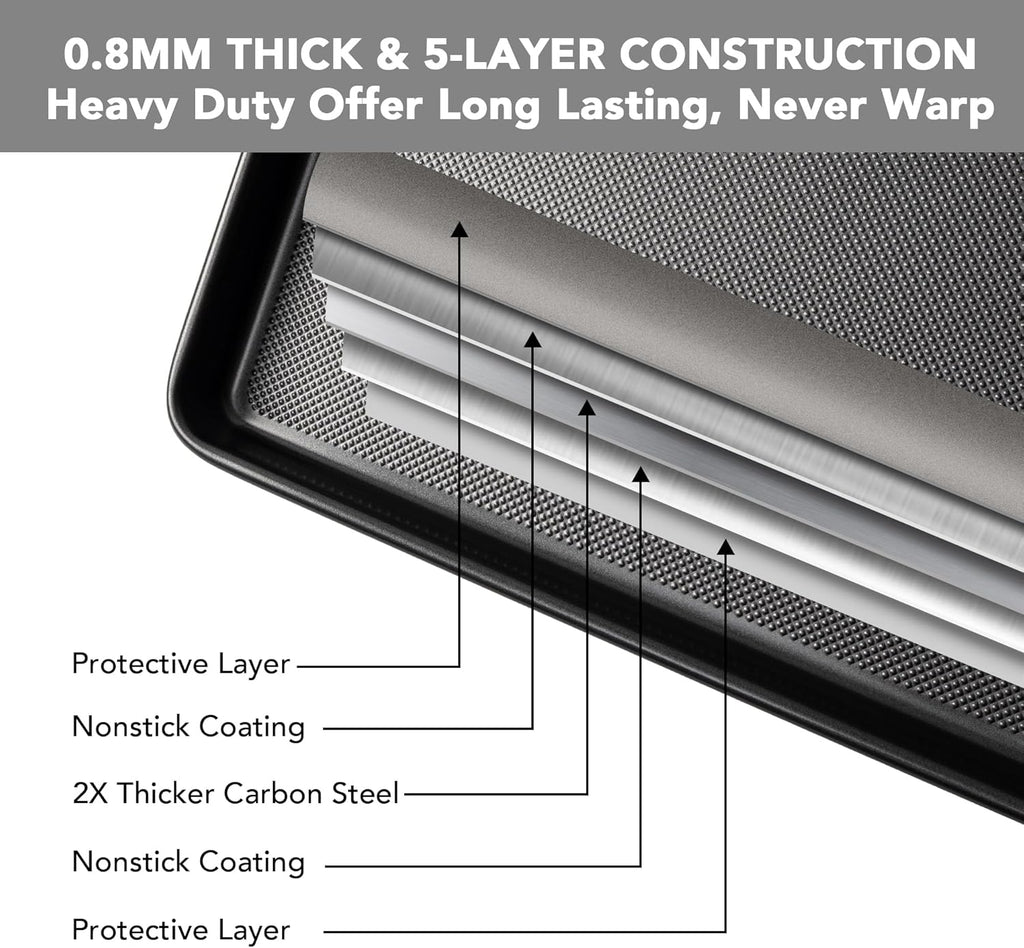Tiawudi Baking Sheet Pan Set - Heavy Duty Nonstick Cookie Sheets with Diamond Texture | 3-Piece Carbon Steel Set