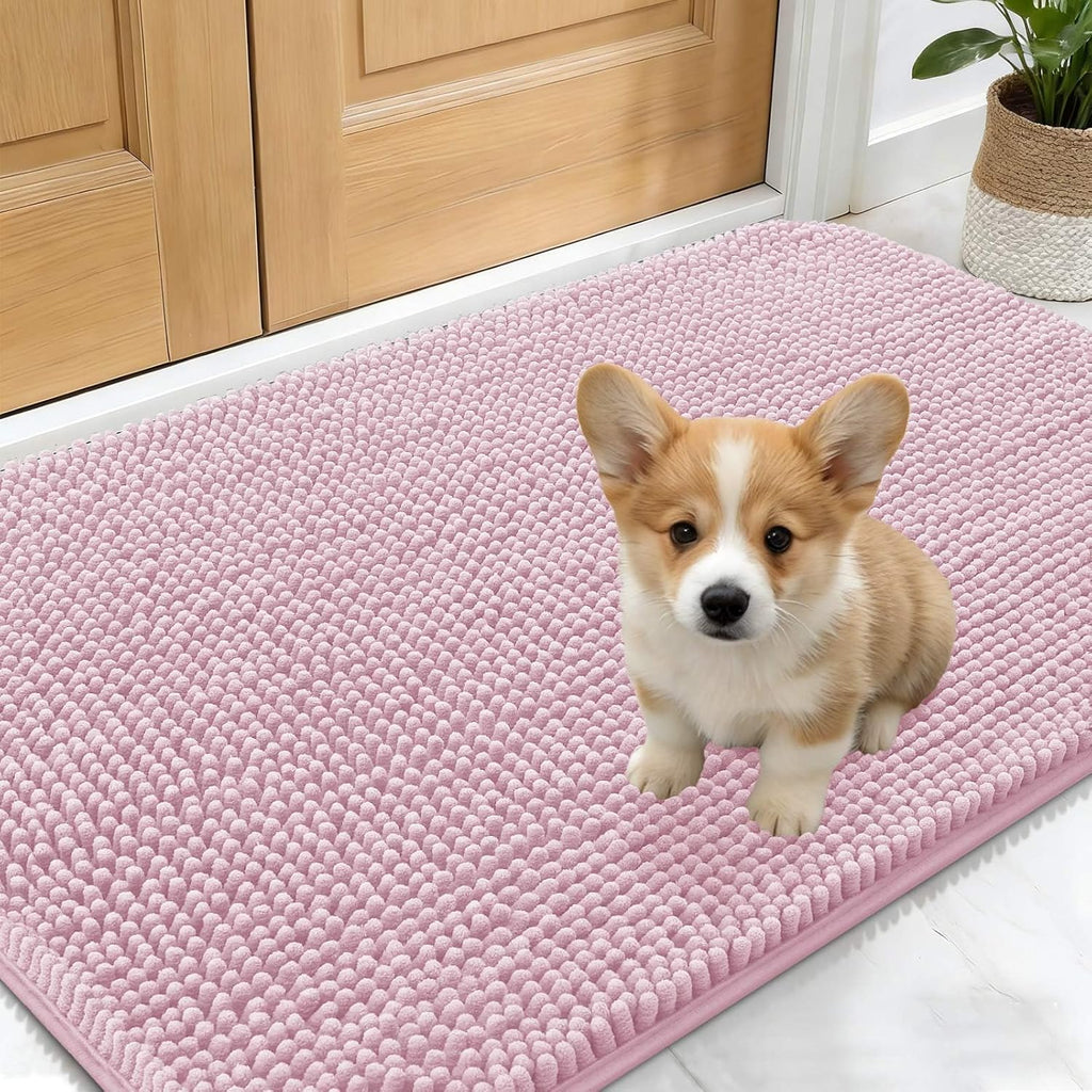 OLANLY Dog Door Mat - Absorbent Non-Slip Washable Doormat for Muddy Paws | 30x17, Dusty Rose