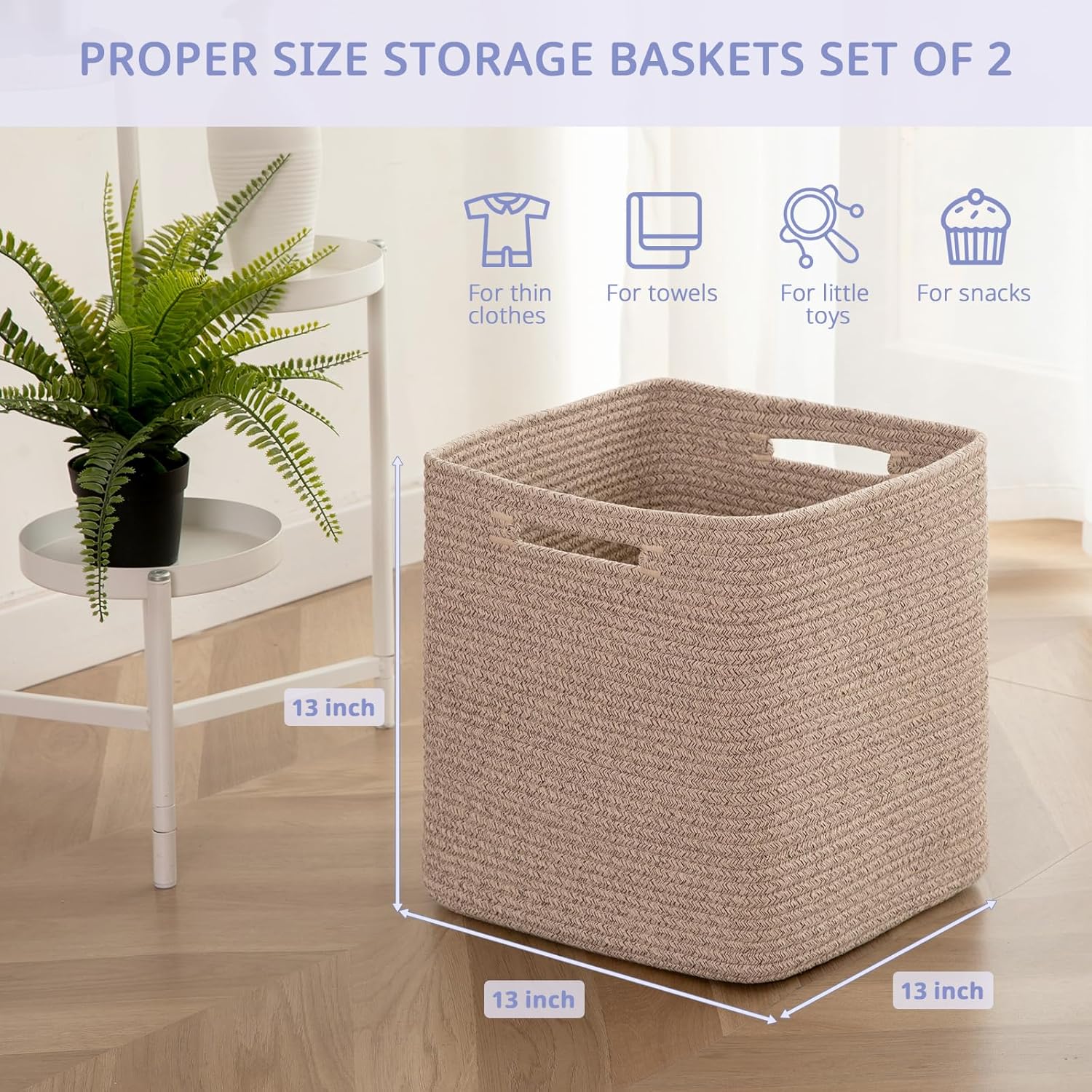 OIAHOMY Storage Cubes - 13-Inch Collapsible Organizer Bins for Shelves | Brown, 3-Pack