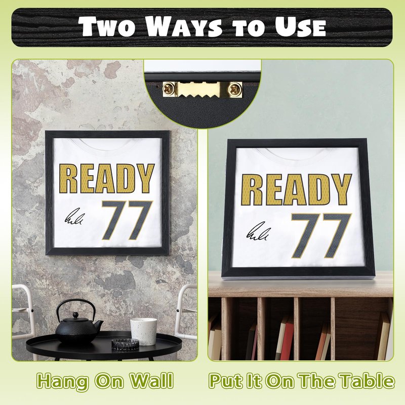 3 Pack T Shirt Display Frame, 11.3'' X 11.3'' Black Imitation Wood T Shirt Frame with 98% UV Protection Acrylic, 1" Depth of Usable Space Shadow Box, Display Case for Shirts, Jerseys, Memorabilia