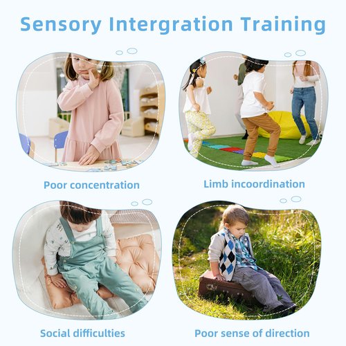 CMCOTNG Kids Sensory Swivel Chairs, Spinning Chair for Autistic Kids, Sit and Spin Sensory Toys Product, Non-Slip Base Autism ADHD Chair Training Body Coordination(Blue)