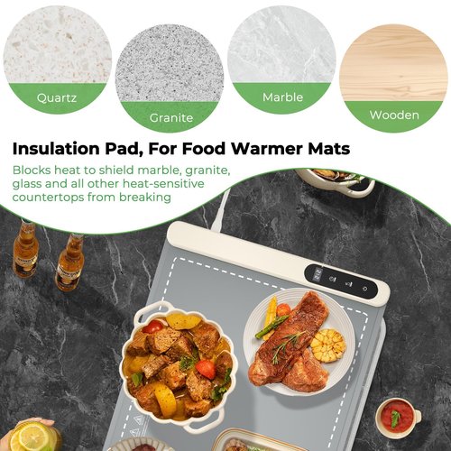 FYY Heat-Resistant Mat for Food Warming Mats - 23×15.4 inch Tables Protected, Up to 50% Temperature Block, Foldable and Space-Saving, Waterproof, Oil-Resistant (Not Include Food Warming Mat)