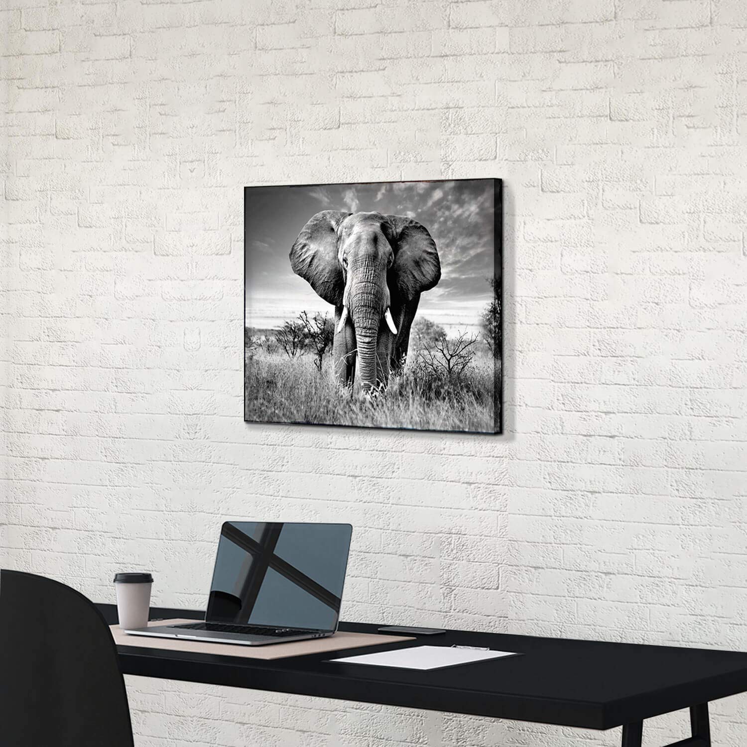 ARTISTIC PATH Canvas Wall Art Elephant Picture: African Animals Graphic Artwork Painting Print for Wall Decor (24" W x 18" H,Multi-Sized)
