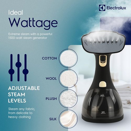 Electrolux Portable Handheld Clothes Steamer - LX15003 Wrinkle Remover with Lint Brush & Fabric Brush | Black