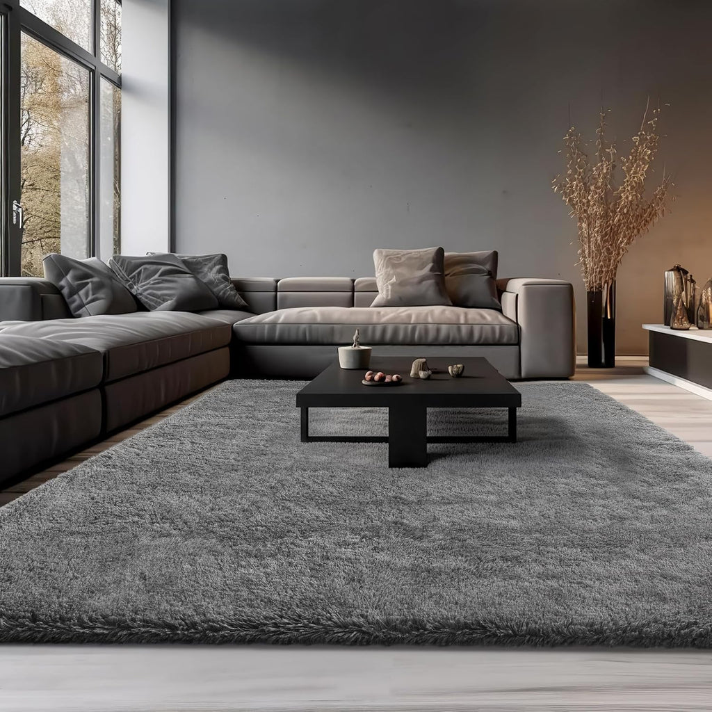 Ophanie Area Rugs - Large 9x12 Grey Shag Carpet | Soft, Thick Indoor Rug for Living Room & Nursery Decor