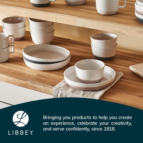 Libbey Austin Himalayan Pink Porcelain Dinner Plates, Coupe Style Pink Dinner Plates Set of 4, Stackable Ceramic Plates Set for Holidays, Daily Use