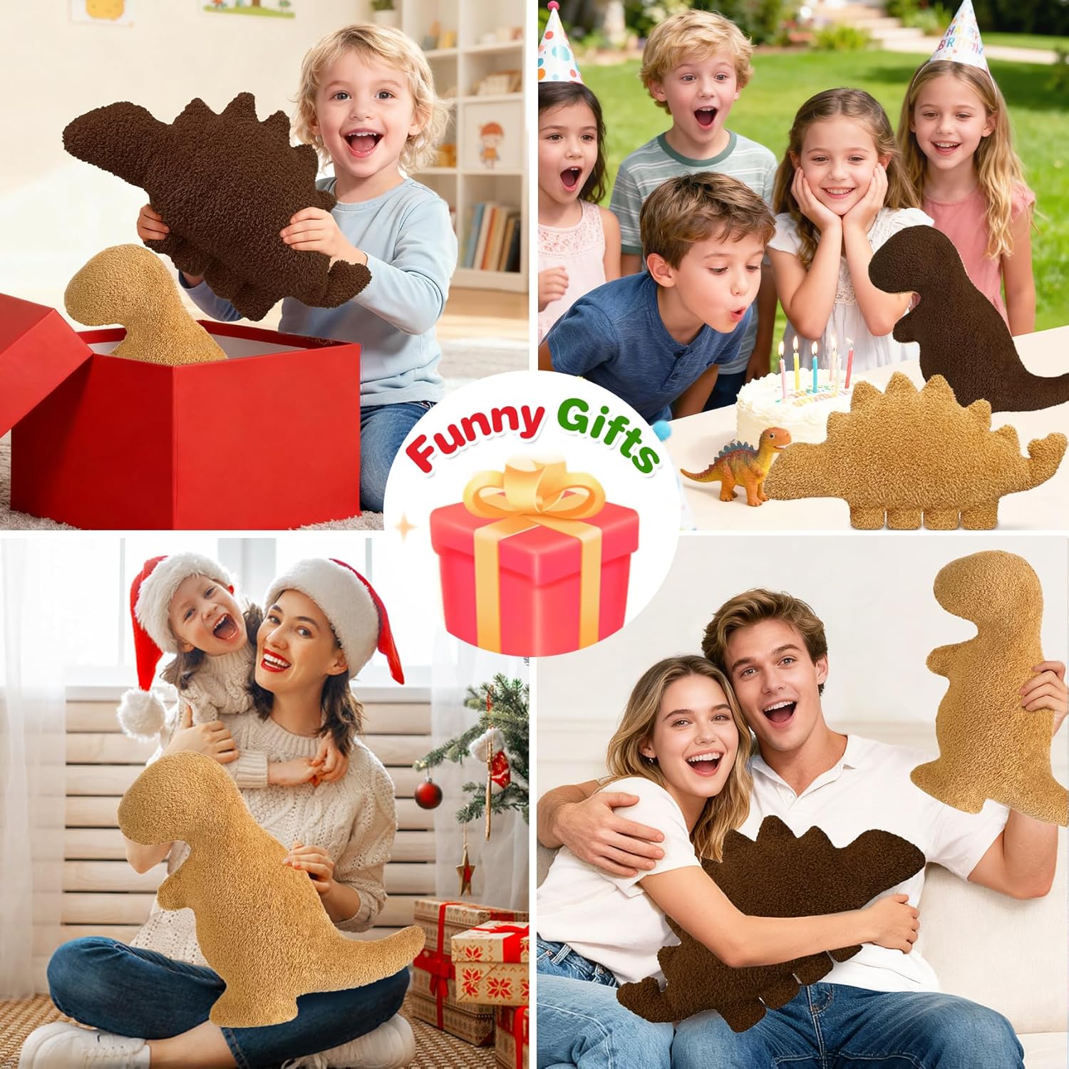 Skiennix Dino Nugget Pillow - Funny Plush Dinosaur Pillow for Kids | Small Tyran Rex Design