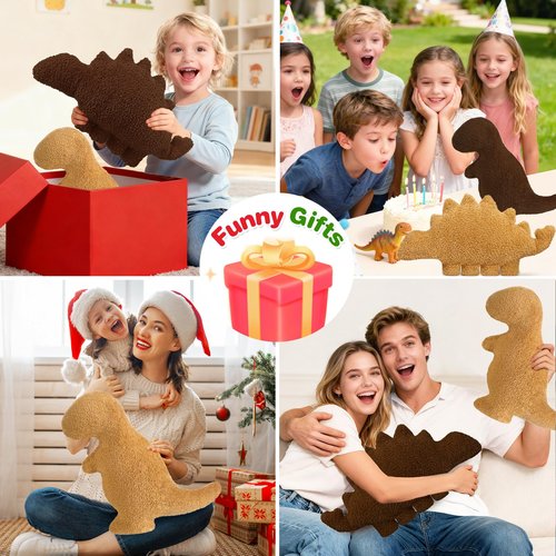 Dino Nugget Pillow Plush Funny Birthday Gifts for Boys Girls, Chicken Dino Nuggets Plush Pillow Funny Gifts, Dinosaur Stuffed Animals Dinosaur Gifts Birthday Present for Kids Teens(Small, Tyran Rex)