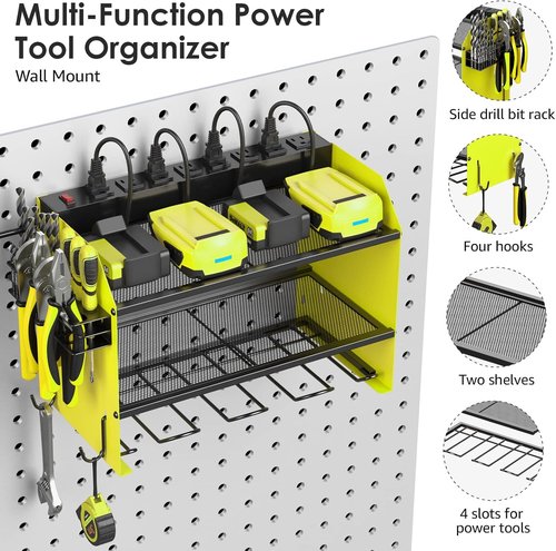 CCCEI Modular Power Tool Organizer - Wall Mount Charging Station & Heavy Duty Rack | 2 Pack Green
