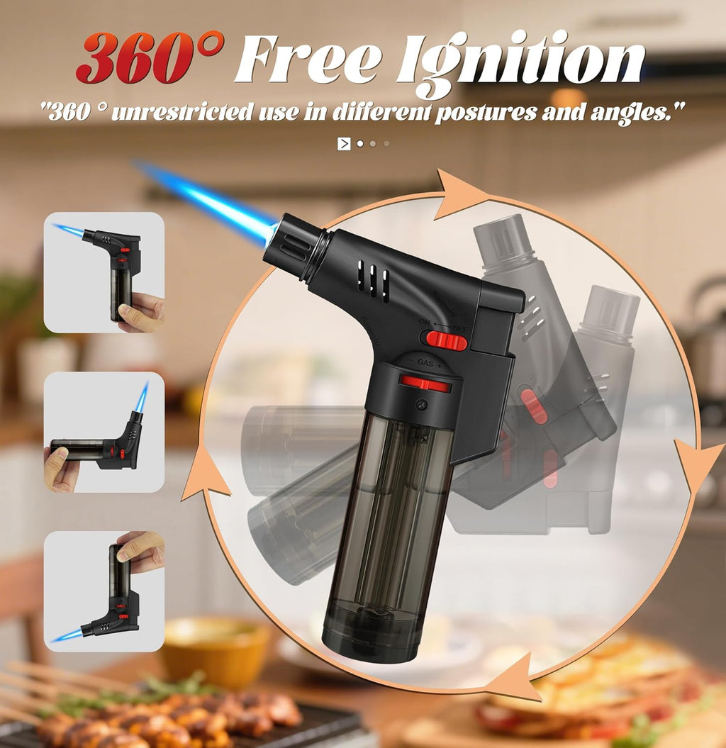 Samniu Jet Flame Torch Lighters - 4 Pack Mini Refillable Windproof Butane Lighters for Candles, Grills & Fireplaces