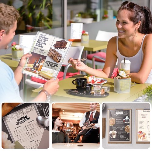 Menu Covers 8.5 x 11, 18 Pack, 2 View Restaurant Menu Covers, All Clear Vinyl Menu Sleeves, Menu Holder, Top-Loading
