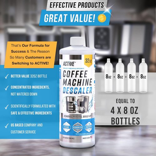 ACTIVE Coffee Machine Descaler | 32oz Descaling Solution for Keurig, Nespresso & More - Limescale Remover