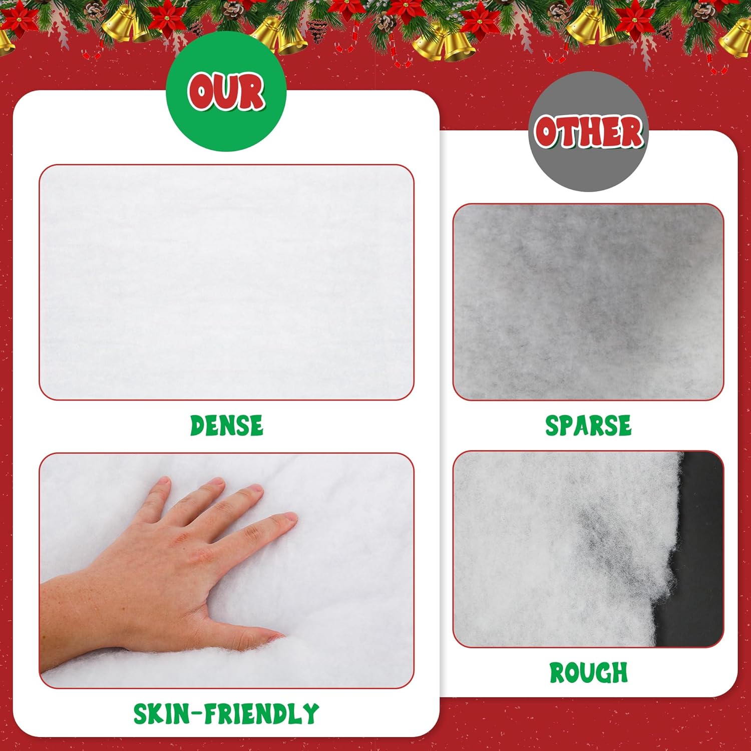 QZYL Christmas Snow Blanket Roll - 3x8FT White Decoration for Holiday Festivities