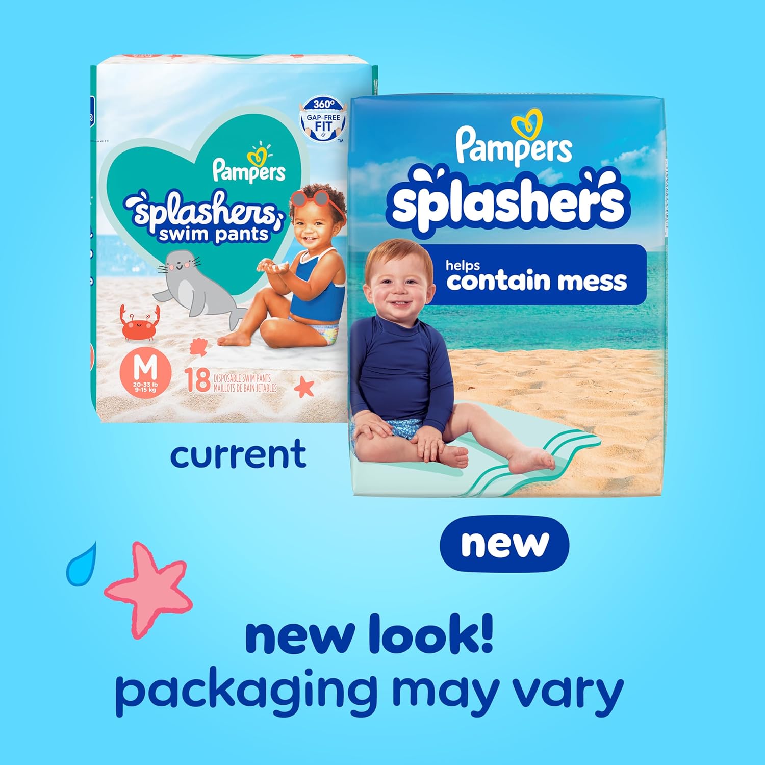 Pampers Swim Diapers - Splashers Size 4 | 18 Count Gap-Free Disposable Baby Swimming Pants