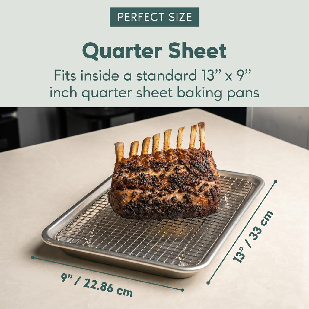 Ultra Cuisine Cooling & Baking Rack Set - Oven-Safe, Dishwasher-Safe Stainless Steel - Heavy Duty 8.5x12 | Set of 2