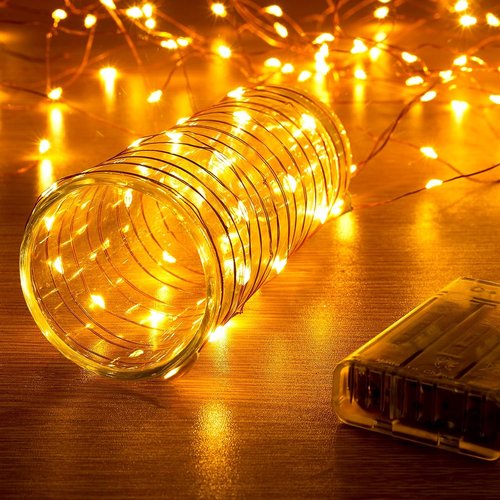 Ariceleo 16.4ft Battery Operated String Lights - Warm White Fairy Lights with Timer & Twinkle Mode | 50 LEDs for Christmas, Bedroom, Party, Wedding