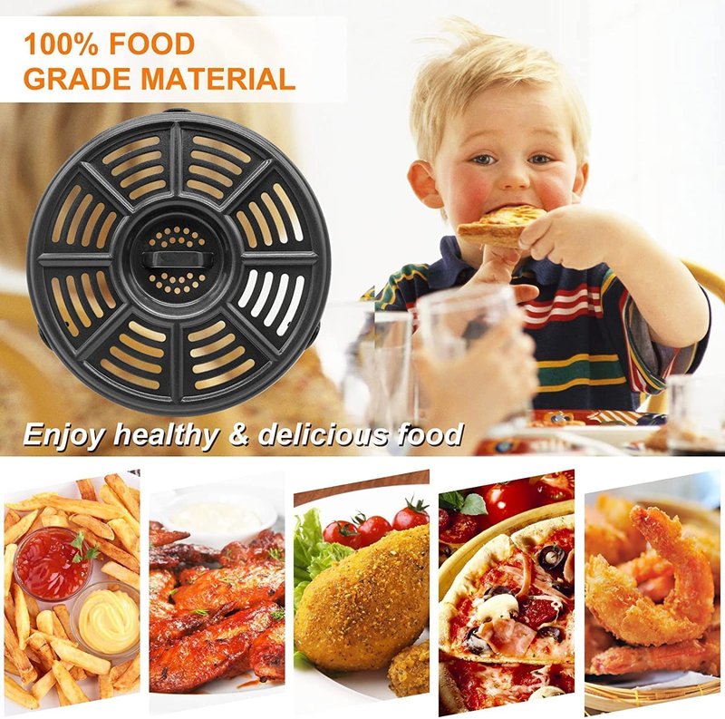 GXF Air Fryer Grill Pan for Ninja 4 QT AF101 5.5 Quart AF161 Max XL AF150 XL Air Fryers, 8.2 IN Non-Stick Round Grill Plate Tray Accessories Replacement Parts with Rubber Bumpers, Dishwasher Safe