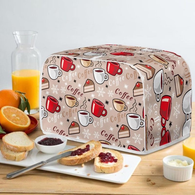Pzuqiu Coffee Cake Print Kitchen Toaster Cover Dustproof Fingerprint Protection Bread Maker Broiler Accessories Anti-sputterinf Greasy Protection Women Gift