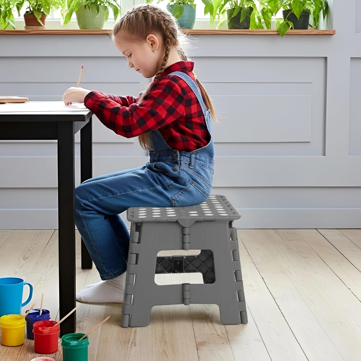 Utopia Home Folding Step Stool - 9-Inch Anti-Slip Collapsible Design - Supports Up to 300 lbs - Grey