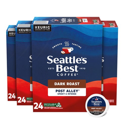 Seattle’s Best Coffee, Dark Roast K-Cup Coffee Pods, Post Alley, 100% Arabica, 4 Boxes (96 Pods Total)