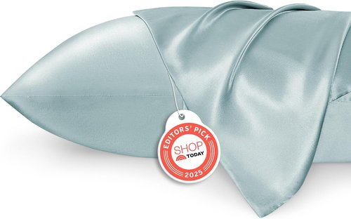 Bedsure Satin Pillowcases - Luxurious Silk-Like Queen Size Set of 2 | Light Turquoise, 20x30 Inches